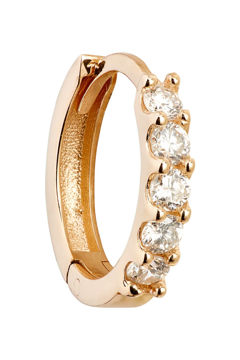 Cleo Mini Pavé Diamond Single Huggie Hoop Earring, Alternate, color, 0.15 CTW YELLOW GOLD/ DIAMOND