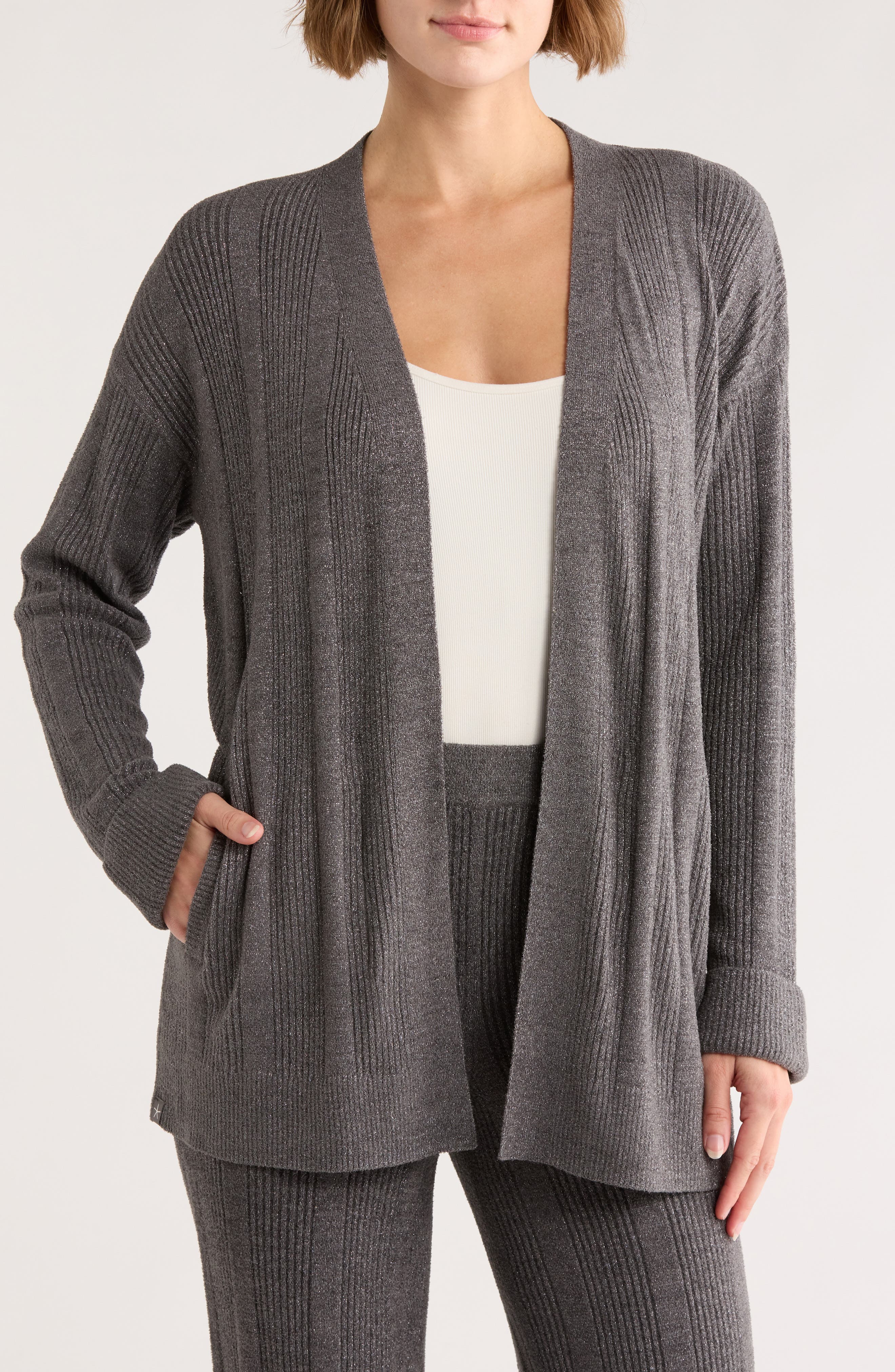 Barefoot Dreams® CozyChic Ultra Lite® Variegated Rib Open Cardigan