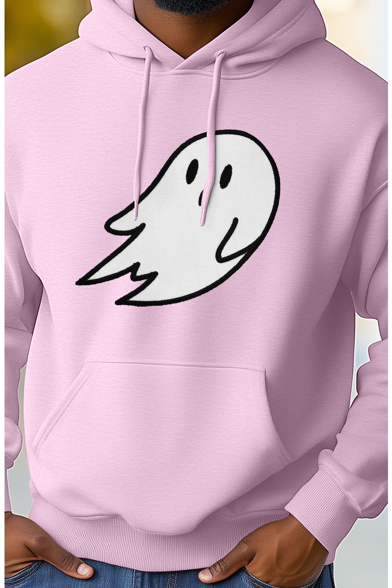 Giant Ghost Fleece Hoodie, Alternate, color, Light Pink