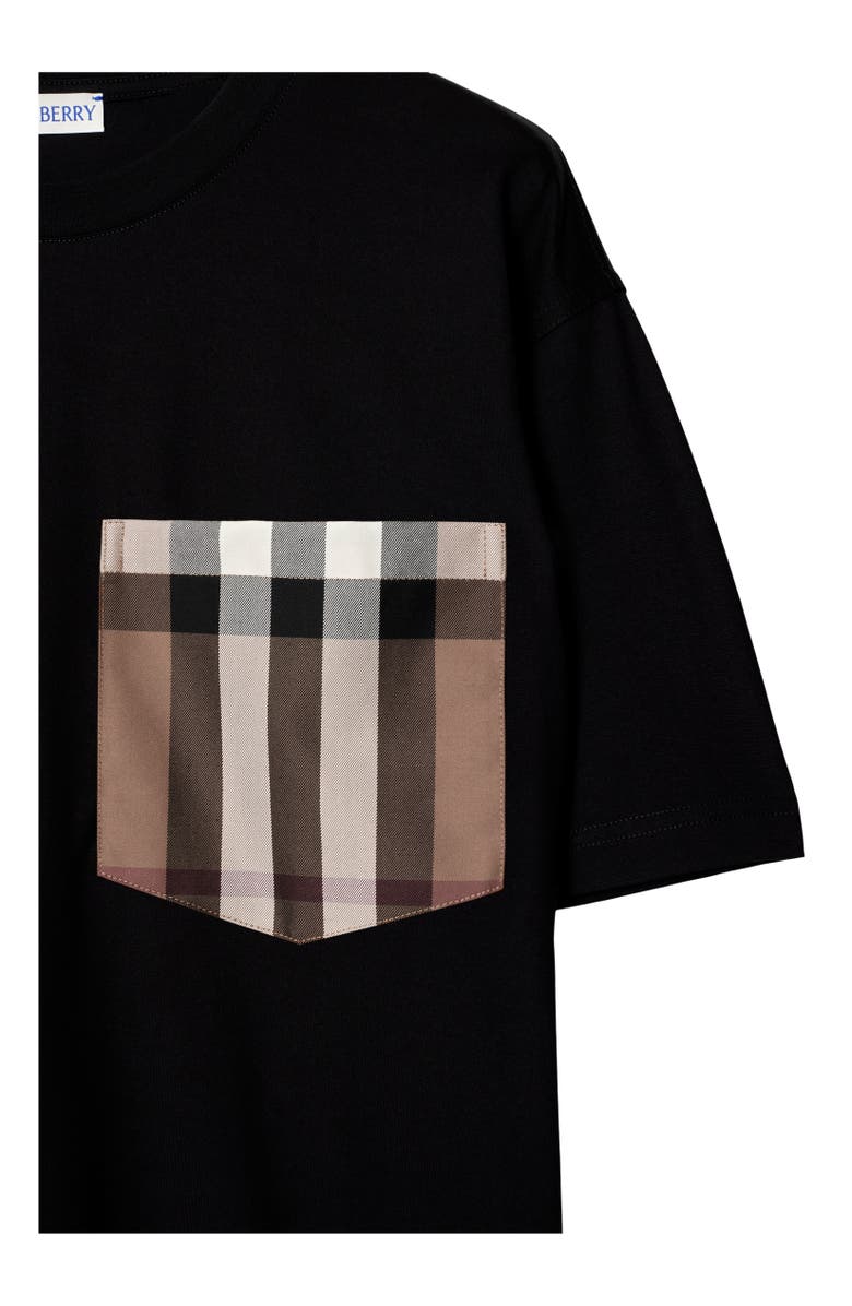 Burberry Check Pocket Cotton T-shirt, Alternate, color, Black