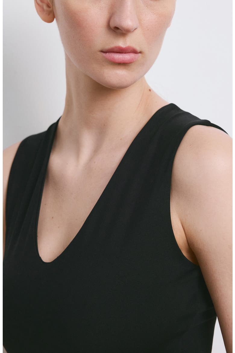 Sleeveless V-Neck Dress, Alternate, color, BLACK