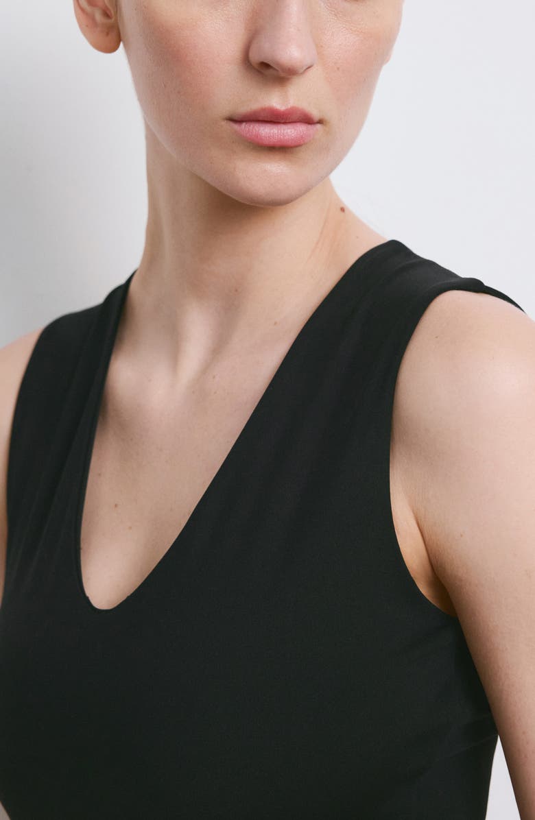 MANGO Sleeveless V-Neck Dress, Alternate, color, Black