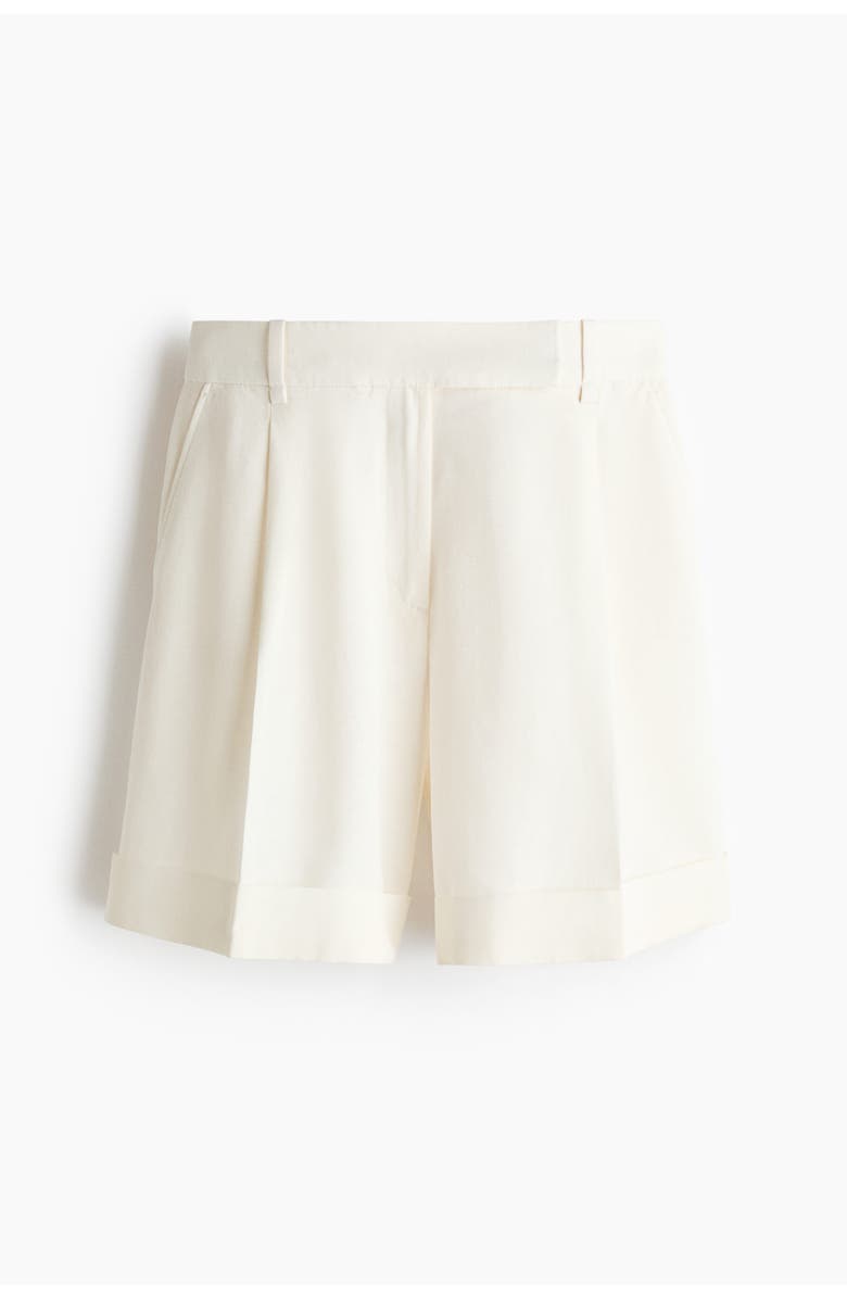 H&M Tailored Linen-blend Shorts, Main, color, White