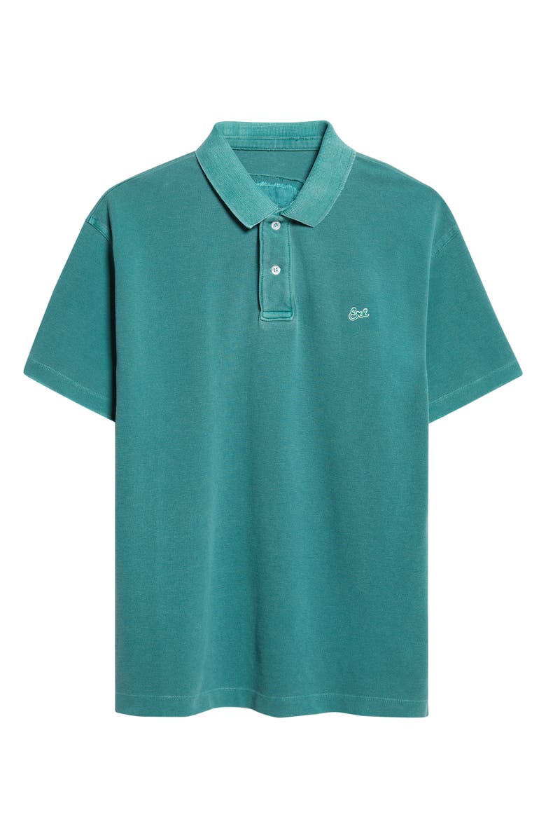 ERL Gender Inclusive Logo Embroidered Polo, Alternate, color, Blue Green