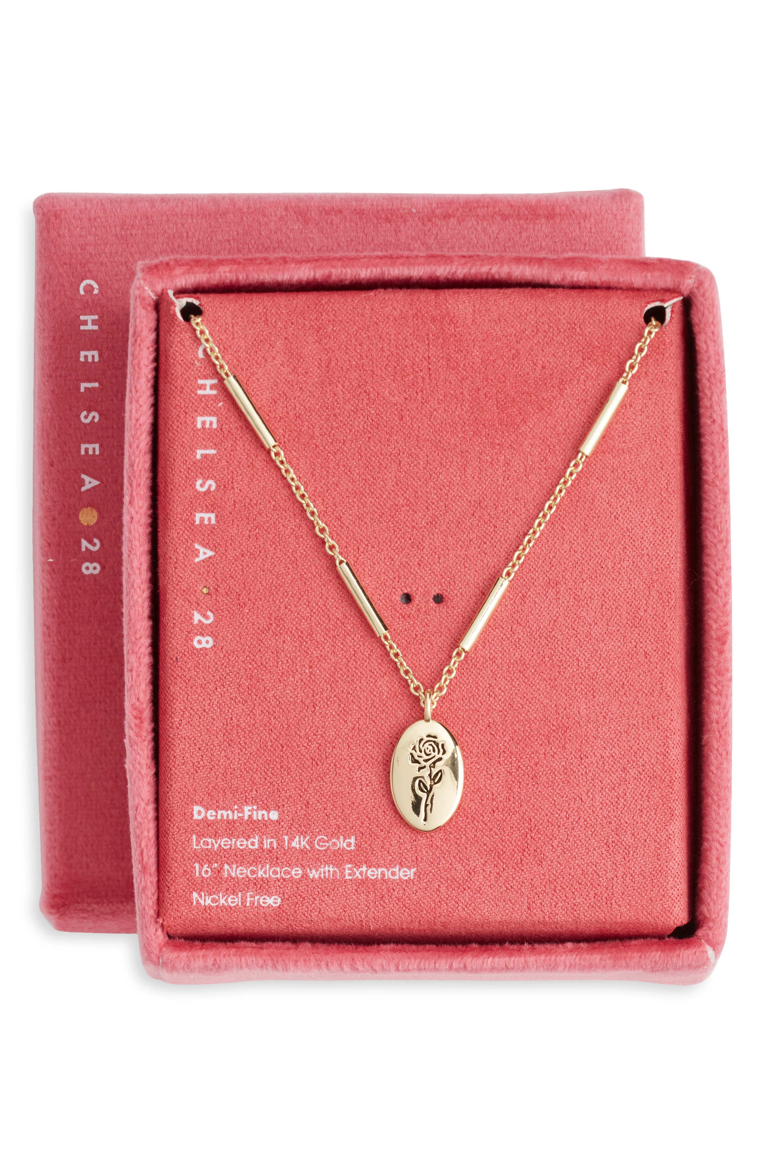 Gift Boxed Demi Fine Etched Flower Pendant Necklace (Women