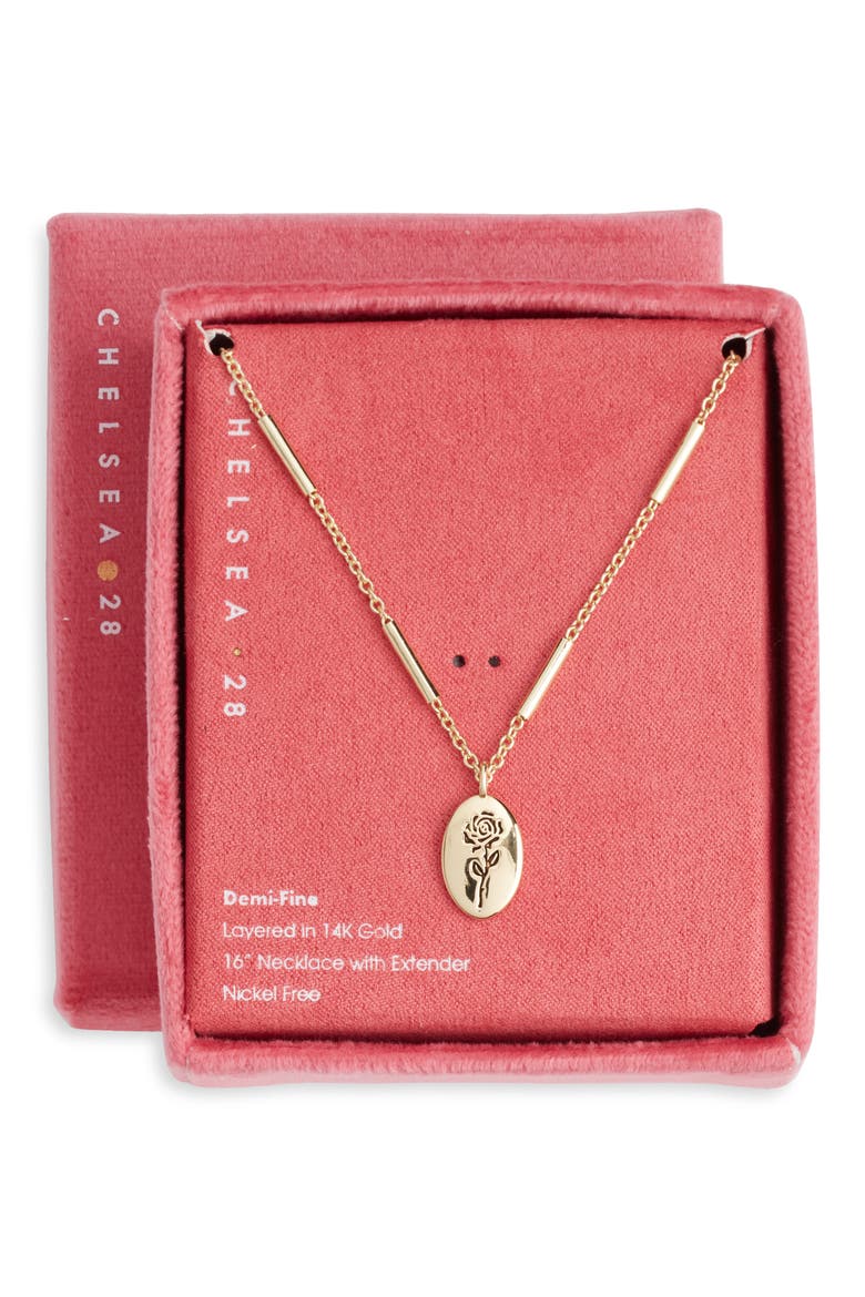 Gift Boxed Demi Fine Etched Flower Pendant Necklace (Women