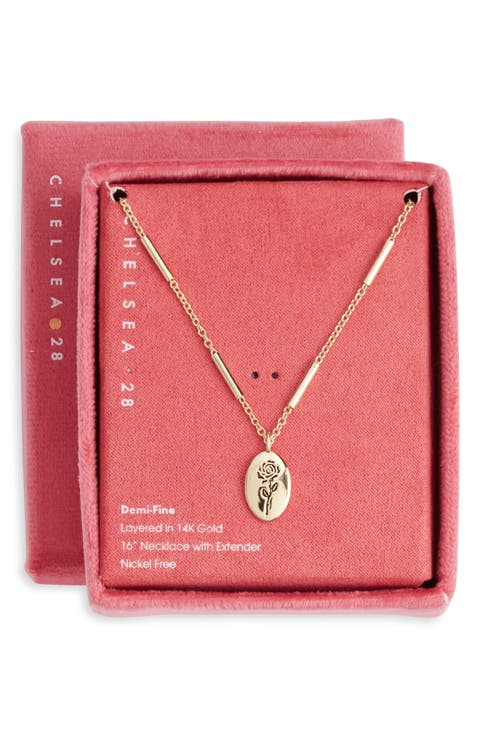 Demi Fine Etched Flower Pendant Necklace