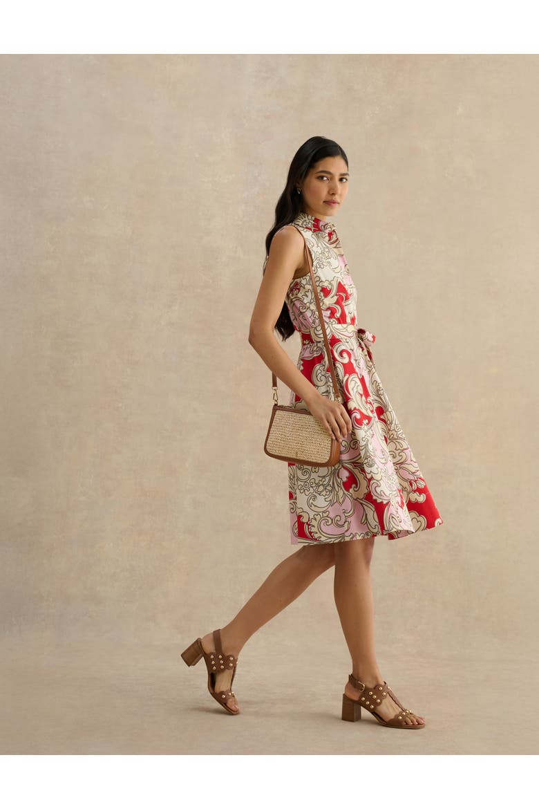 Beki Printed Collar Shirt Dress, Alternate, color, Redmulti