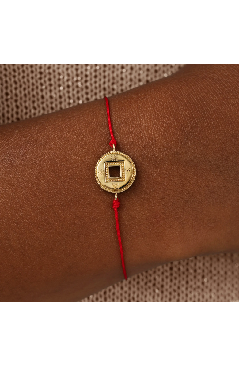 Karma and Luck Endless Prosperity Red String Lucky Coin Bracelet, Alternate, color, Red/Gold