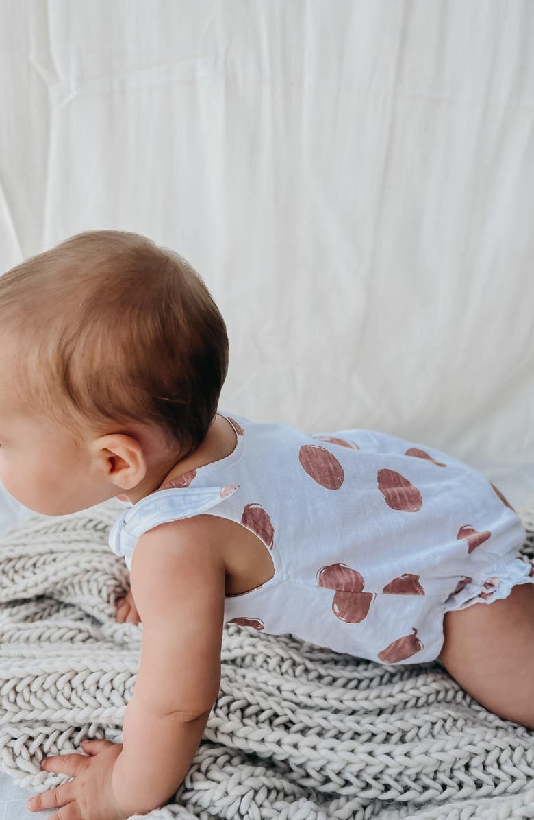 L'ovedbaby Polka Dot Organic Cotton Tie Shoulder Romper, Alternate, color,