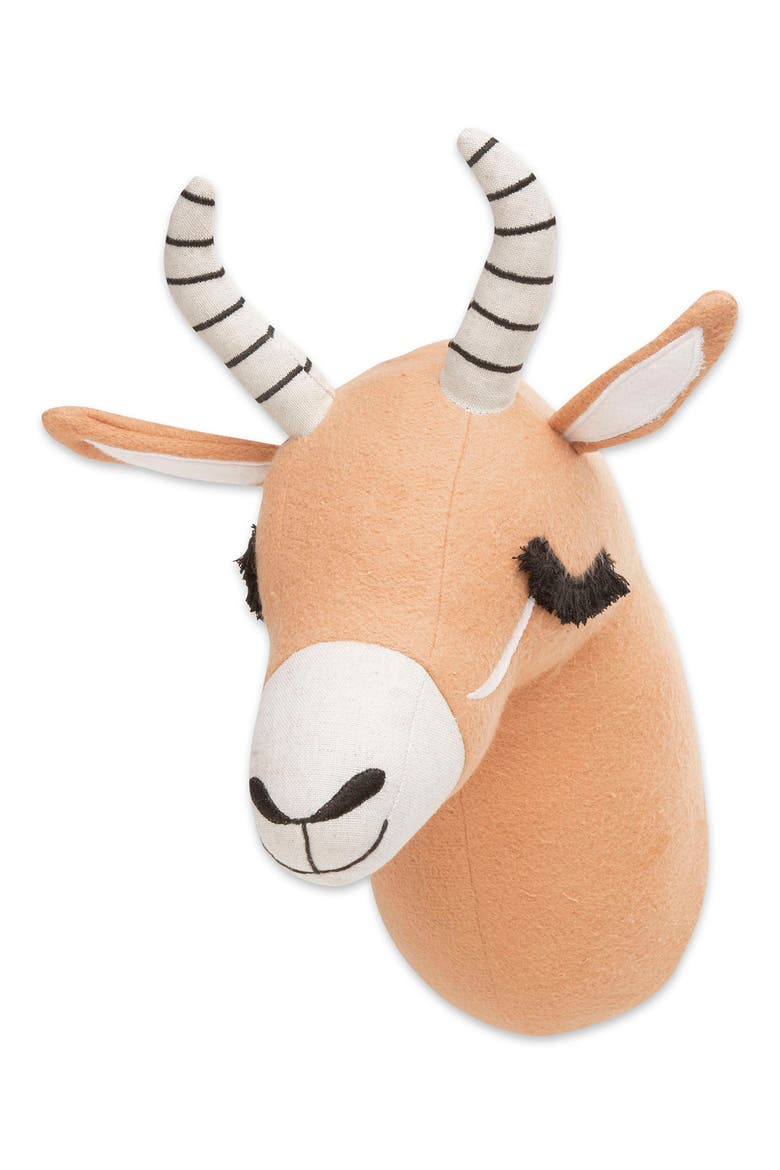 Safari Animal Plush Head Wall Art, Main, color, BROWN ANTELOPE
