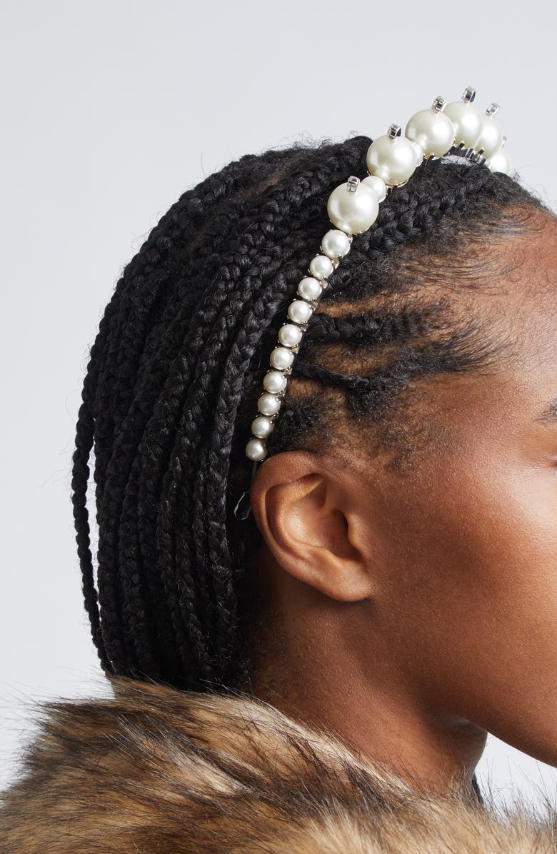 Simone Rocha Crystal & Imitation Pearl Tiara Headband, Alternate, color, Pearl/ Crystal