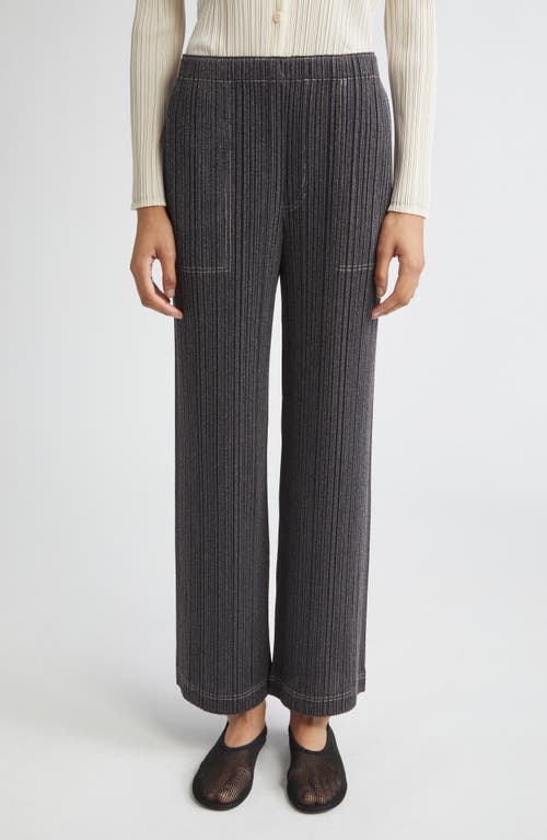 Issey Miyake Pleats Please  Trompe L'oeil Pleated Straight Leg Pants In Gray