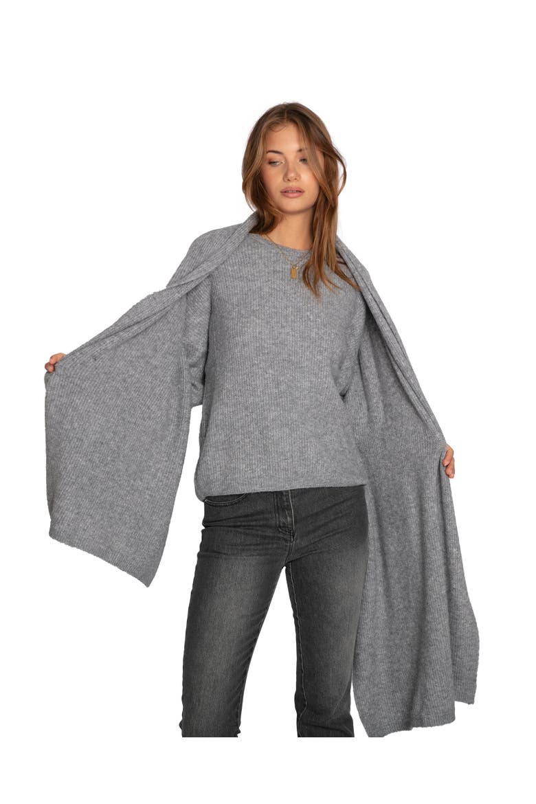 Wrap Me Up Scarf Sweater, Alternate, color, Grey