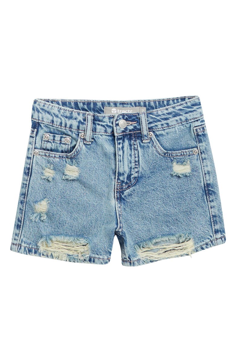 Tractr Kids' Distressed High Waist Denim Shorts, Main, color,