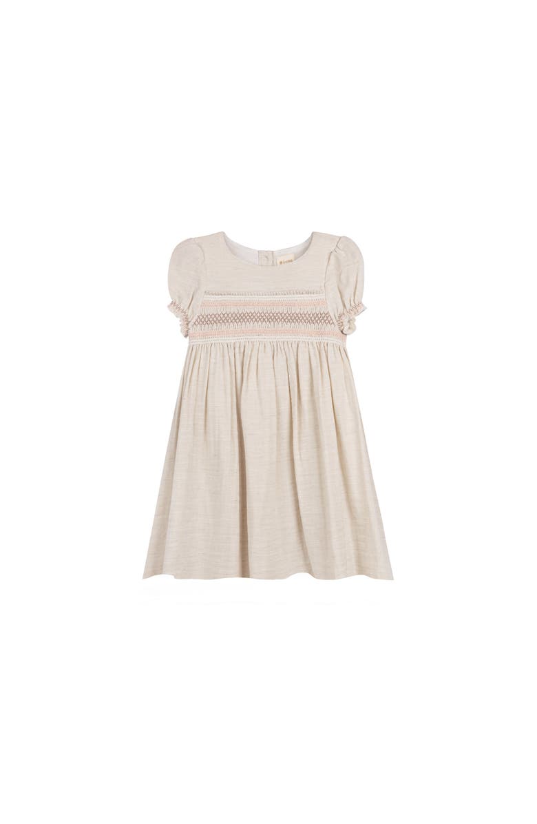 Ely's & Co. Looms Stitch Collection - Short Sleeve Linen Dress, Main, color, Natural
