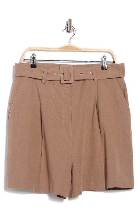 Belted Pleated Shorts