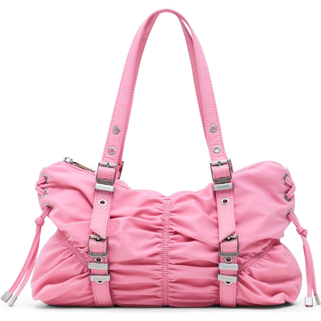 Desigual Ruched Shoulder Bag In Pink