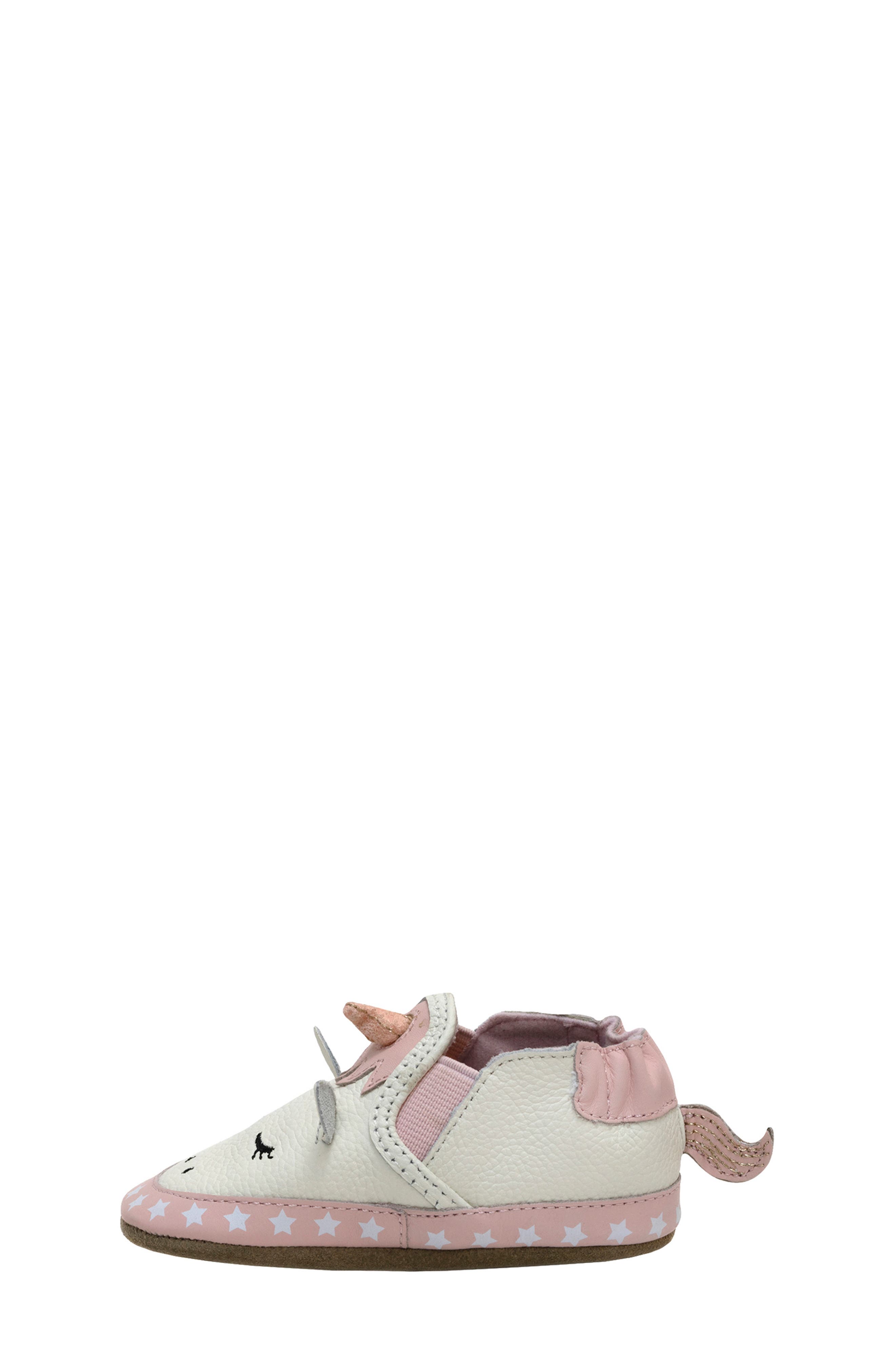 Robeez<sup>®</sup> Unicorn Crib Shoe, Alternate, color, White