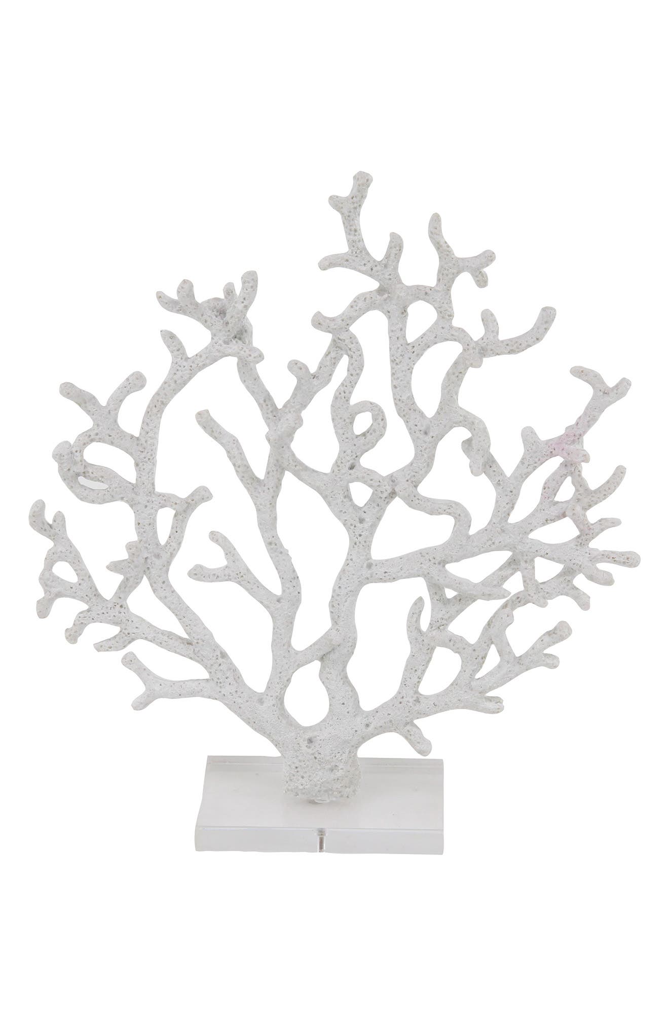 WILLOW ROW White Polystone Coastal Coral Sculpture with Acrylic Base
