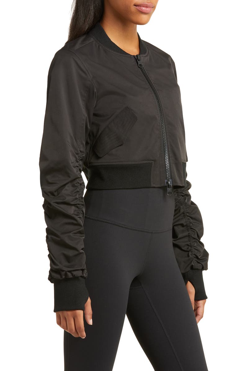 Blanc Noir Bombardier Crop Bomber Jacket, Alternate, color,