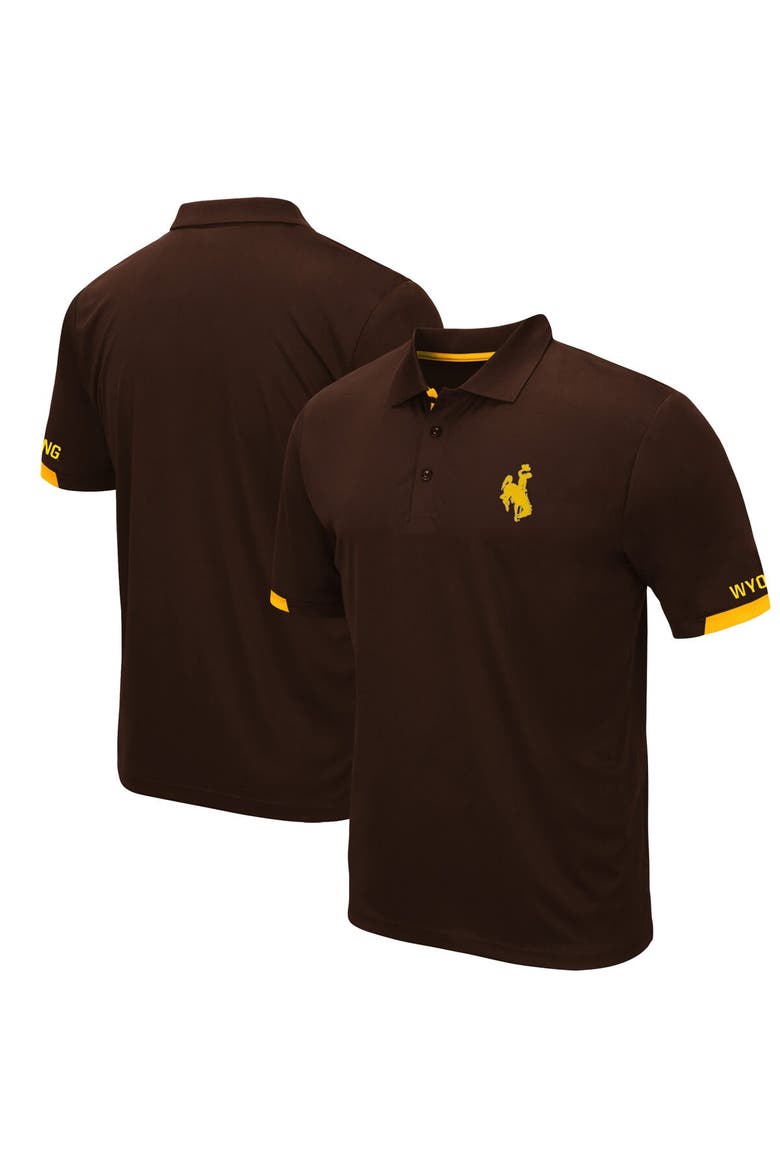Men's Colosseum Brown Wyoming Cowboys Santry Lightweight Polo, Main, color, Brown