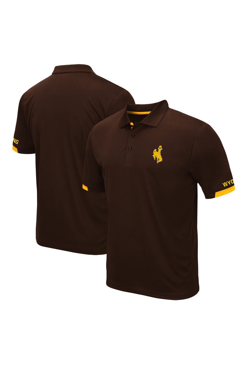 COLOSSEUM Men's Colosseum Brown Wyoming Cowboys Santry Lightweight Polo, Main, color, Brown