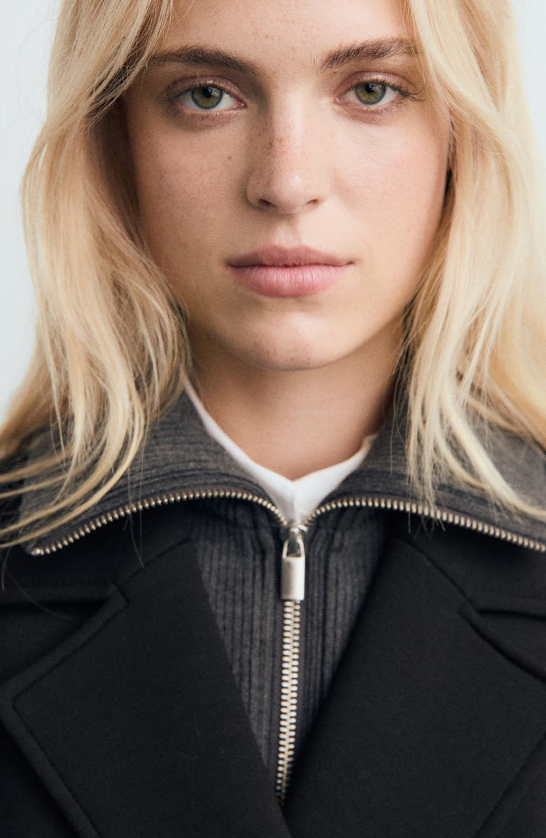 MANGO Trench Coat with Bib, Alternate, color, Black