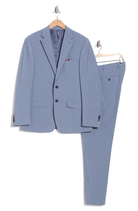 Grey/Purple Crosshatch Notch Lapel Suit (Short, Regular & Long)