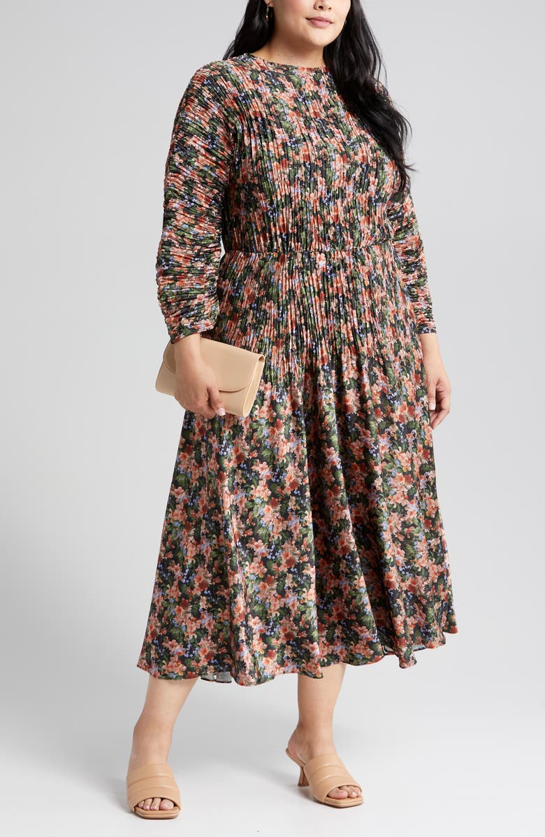 Vince Wild Primrose Long Sleeve Midi Dress, Main, color, 