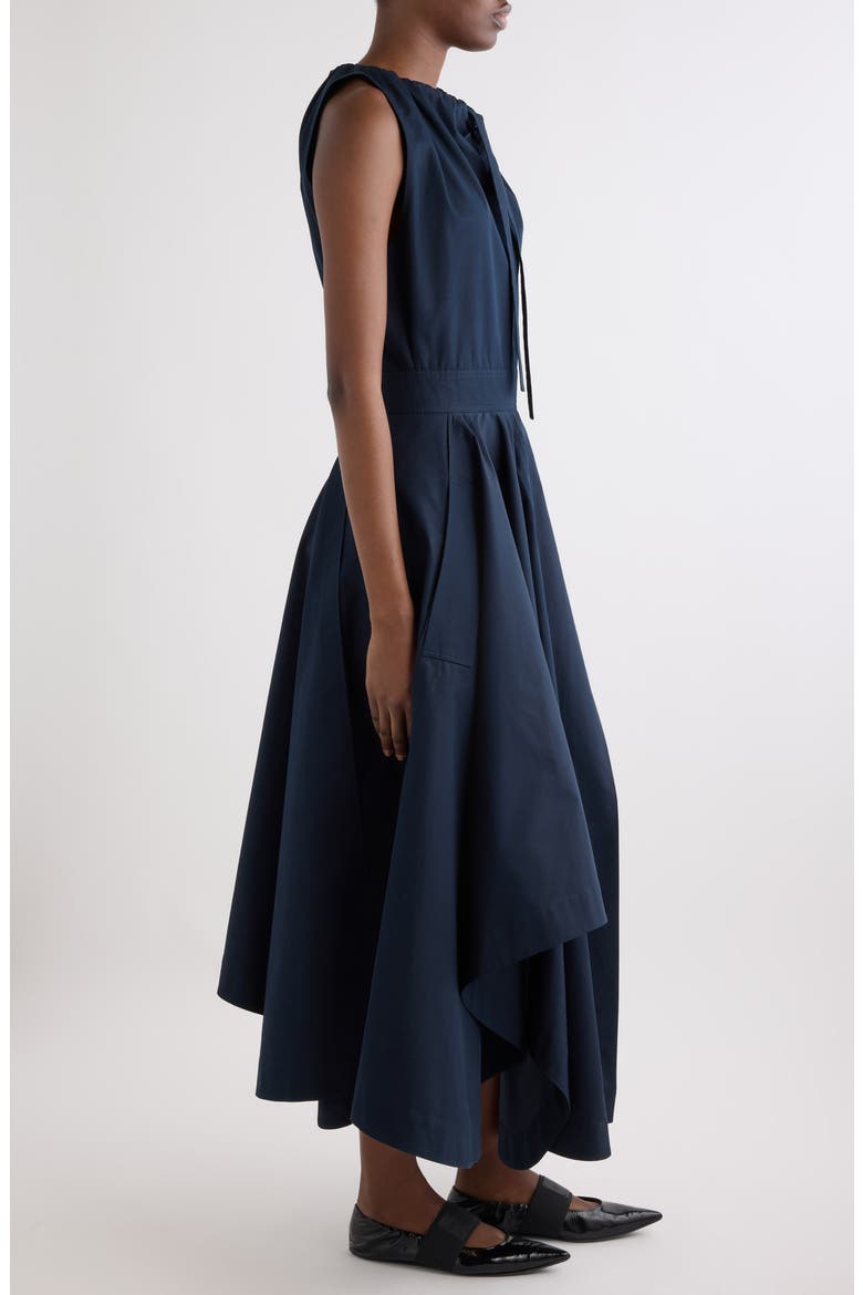 Asymmetric Long Dress with Bow, Alternate, color, DARK BLUE