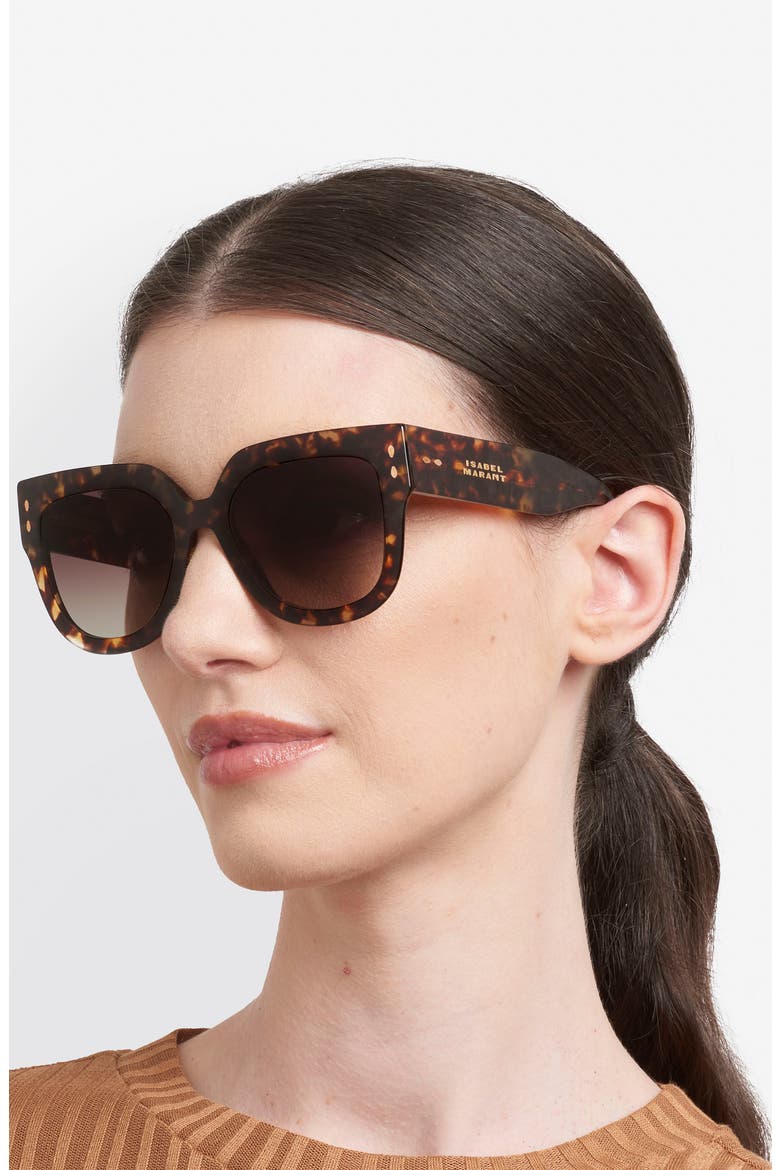 53mm Square Sunglasses, Alternate, color, HAVANA/ BROWN SF