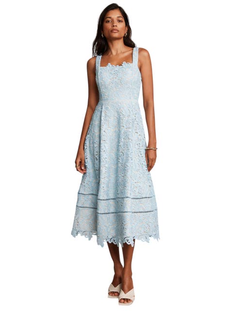 Lace Full Skirt Midi Dress