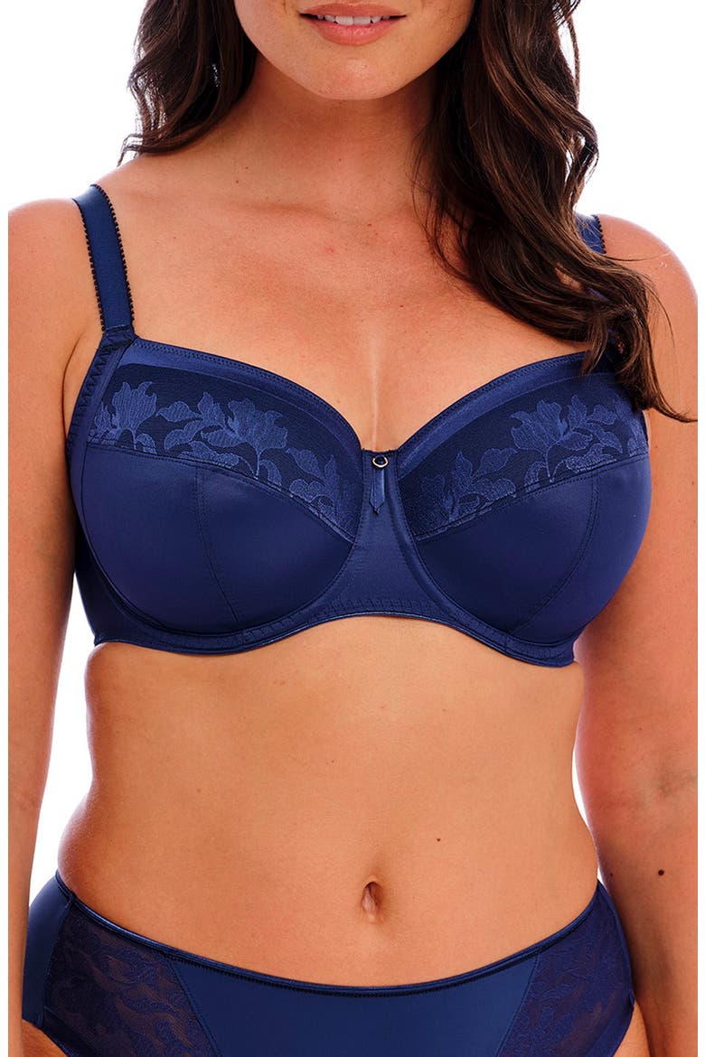 Illusion Underwire Side Support Bra, Main, color, NAVY