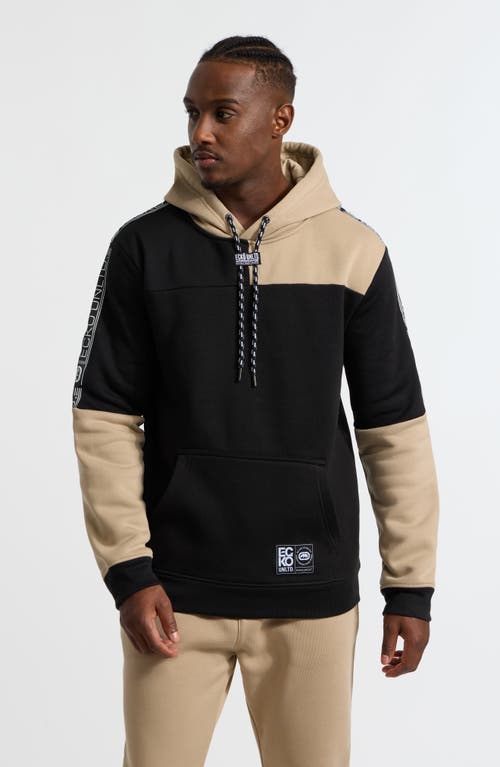 Ecko Unltd Men's Half Block Hoodie In Black/taupe