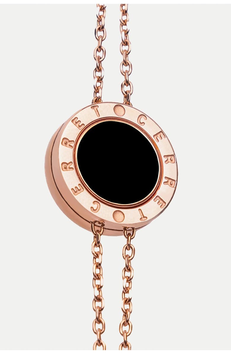 CERRET Rose Gold Plated Double Chain Double Chain With Black Eamel Luxury Safety Bracelet, Main, color, Rose Gold