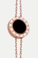 CERRET Rose Gold Plated Double Chain Double Chain With Black Eamel Luxury Safety Bracelet
