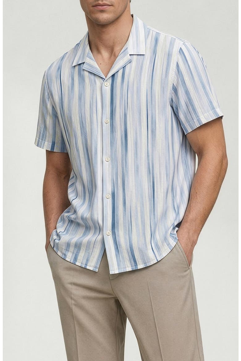 Sylvain Printed Camp Shirt, Alternate, color, NATURAL