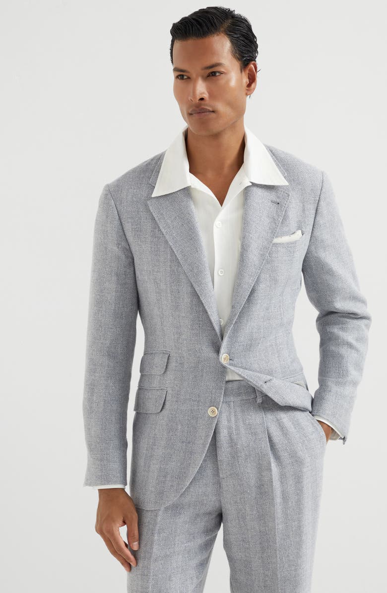 Brunello Cucinelli Diagonal twill unconstructed blazer, Alternate, color, 