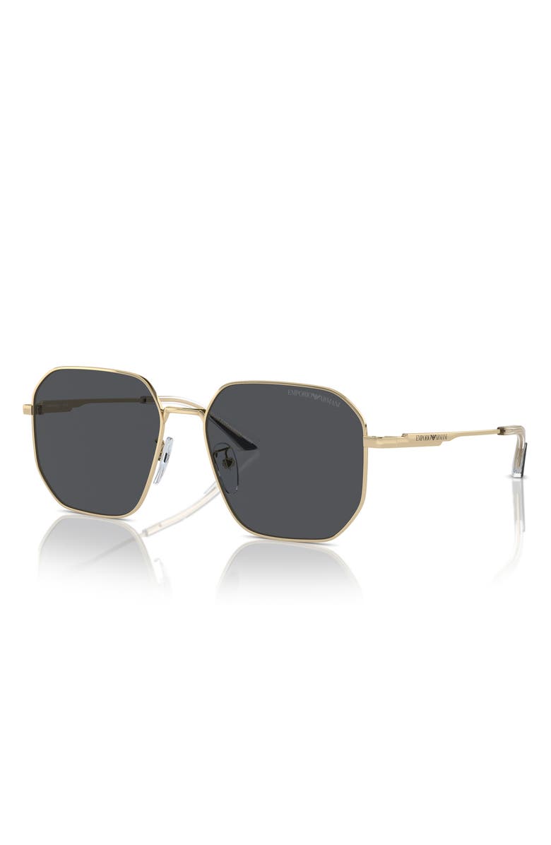 Emporio Armani 57mm Pilot Sunglasses, Alternate, color, Shiny Pale Gold / Dark Grey