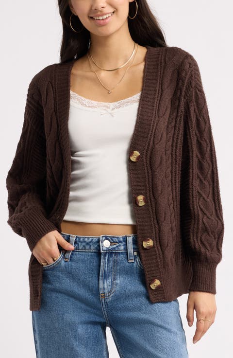 Relaxed Cable Stitch V-Neck Cardigan