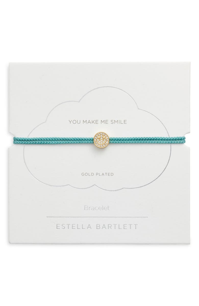 Estella Bartlett Pavé Smiley Face Slider Bracelet, Main, color, Gold