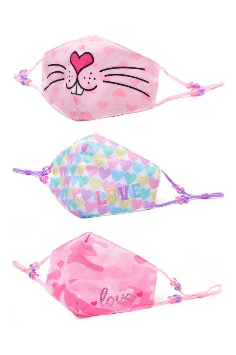 3-Pack Bunny Love Kids' Face Masks, Main, color, MULTI