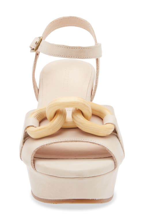 Chocolat Blu Chain Ankle Strap Wedge Sandal In White Sand Leather