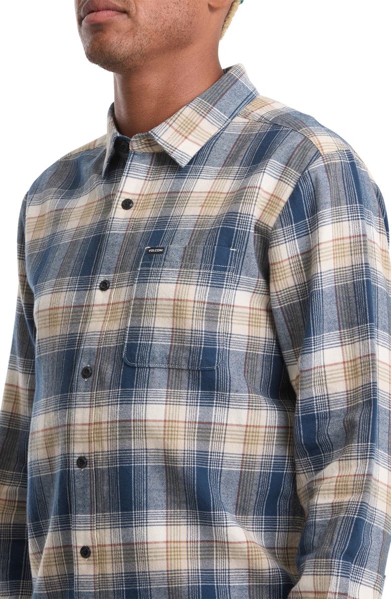 Volcom Caden Plaid Button-Up Shirt, Alternate, color, Dirty White