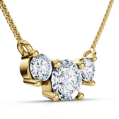 Bliss Diamond 1ct Diamond 3-stone Pendant Necklace 14k Gold Lab Grown