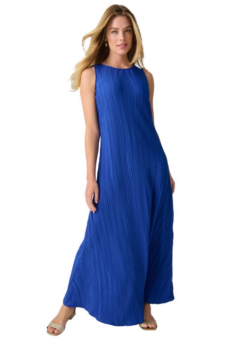 Sleeveless Plisse Maxi Dress (Plus)