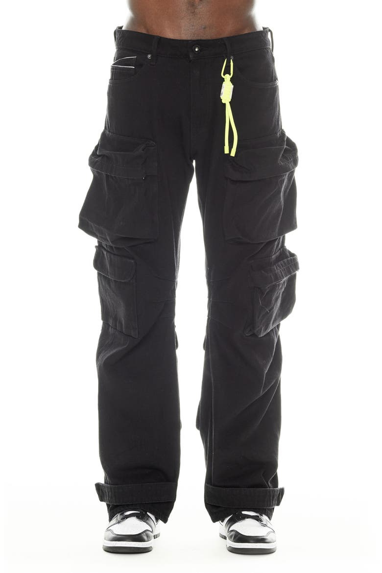 Grunge Nonstretch Baggy Cargo Jeans, Main, color, BLACK TWILL