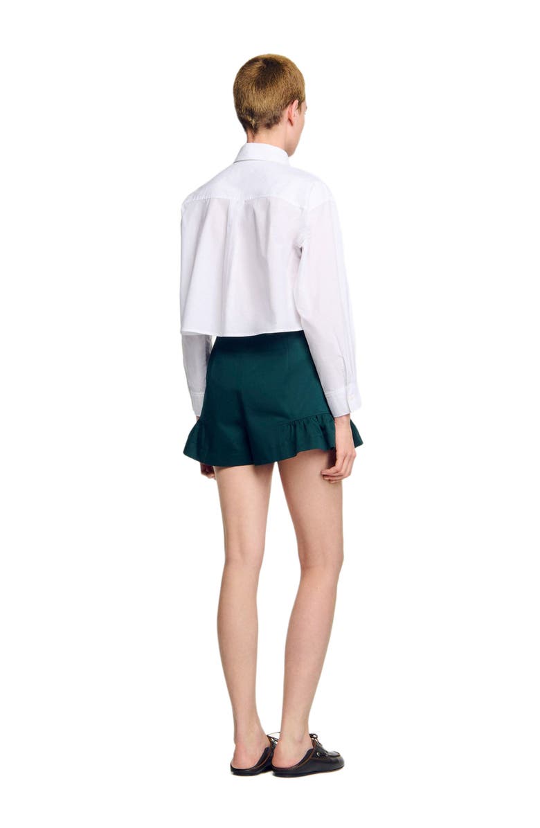 SANDRO Ruffle Hem Shorts, Alternate, color, Bottle Green