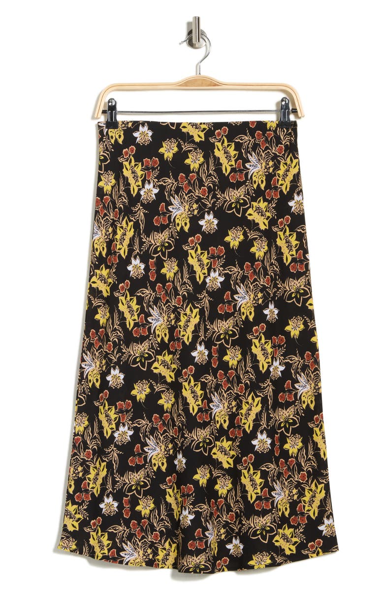 Renee C Floral Midi Skirt, Main, color, Black